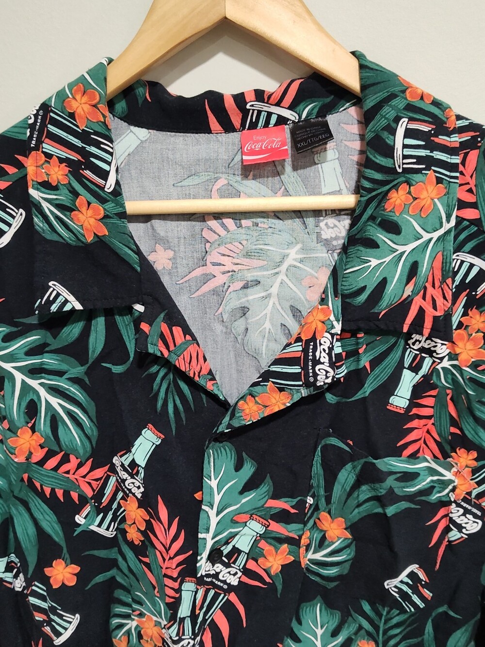 Vintage Coca Cola Hawaiian Aloha Shirt Button Down Short Sleeve - Men's Size XXL - Picture 2 of 8